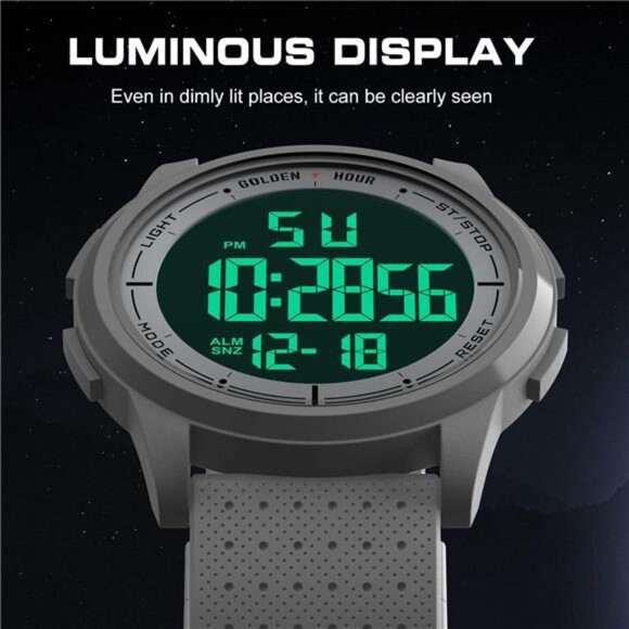 Ultra-Thin Minimalist Sports Waterproof Digital Watches Men with Wide-Angle - Picture 5 of 7